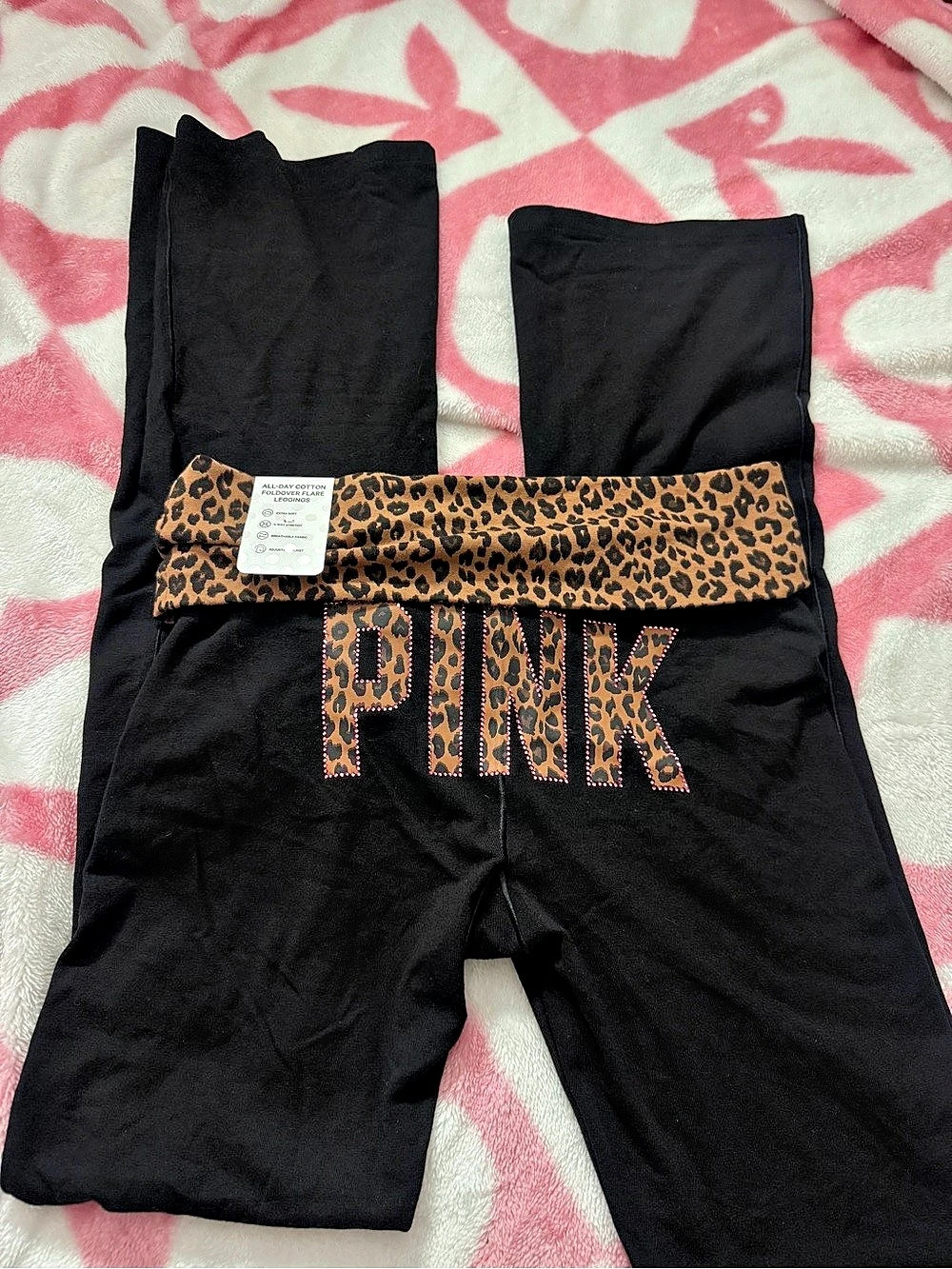 Pink All-Day Cotton Foldover Flare Leggings Leopard Foldover Flare Leggings Size